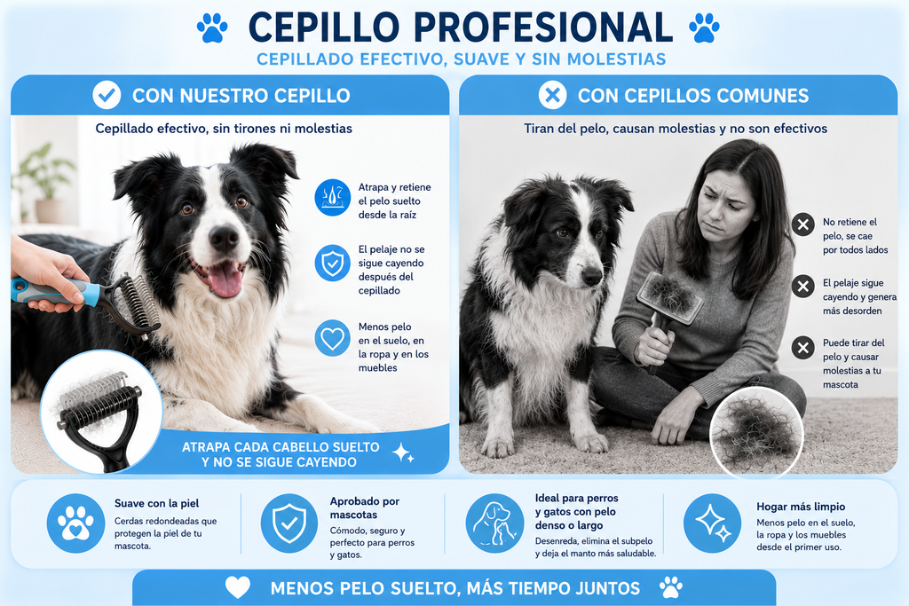 Cepillo Quita Pelo y Desenredante para Perros y Gatos